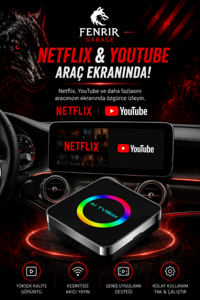  CarPlay Ai Box Youtube, Netflix,& Kablosuz Carplay & Android Auto 4+64 ANDROİD 14