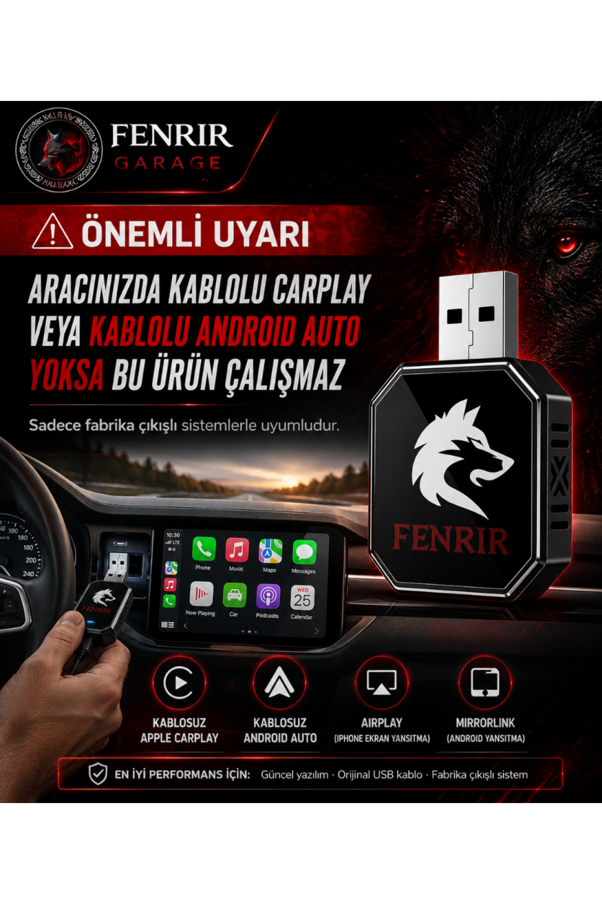 AI Box Kablosuz Araç Ekran Yanstıcı ve Carplay Adaptörü, Kablosuz Dönüştürücü 4in1 İOS & ANDROİD AI Box Kablosuz Araç Ekran Yanstıcı ve Carplay Adaptörü, Kablosuz Dönüştürücü 4in1 İOS & ANDROİD