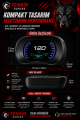 FENRIR GARAGE Head Up Display OBD LCD Araç Göstergesi Dijital Hız Göstergesi RPM Voltaj Su Sıcaklığı Yakıt Tüketimi OBD + EOBD Destekli