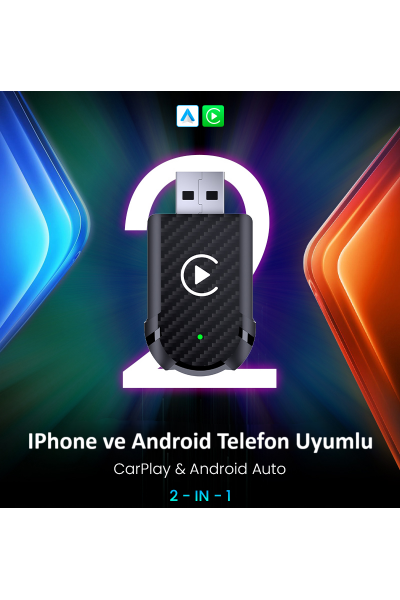 Kablosuz CarPlay ve AndroidAuto Çevirici - Apple ve Andriod Uyumlu Fenrir Dongle