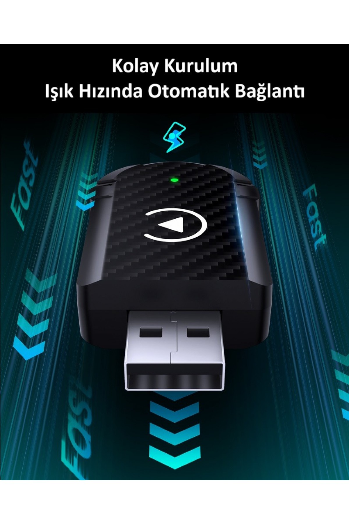 Kablosuz CarPlay ve AndroidAuto Çevirici - Apple ve Andriod Uyumlu Fenrir Dongle