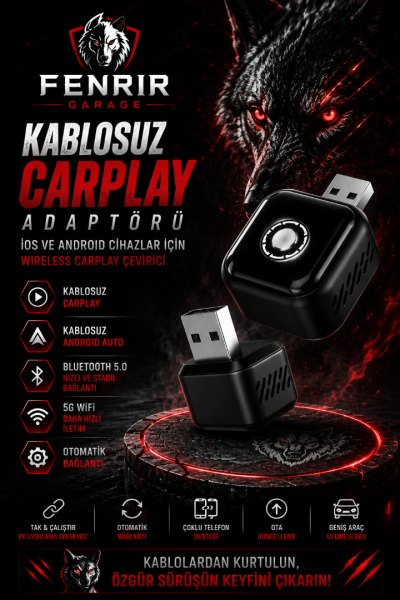 Kablosuz Car Play Adaptörü İos Ve Android Cihazlar Için, Wireless Carplay Çevirici Özel Model