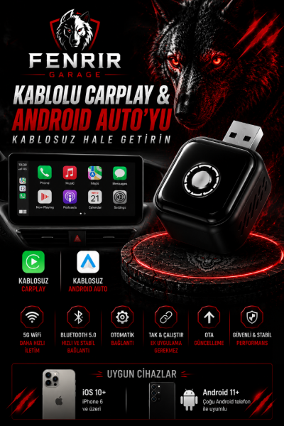 Kablosuz Car Play Adaptörü İos Ve Android Cihazlar Için, Wireless Carplay Çevirici Özel Model