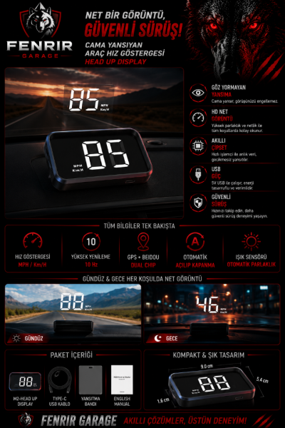 Cama Yansıyan Araç Hız Göstergesi Head Up Display Cama Yansıyan Araç Hız Göstergesi Head Up Display